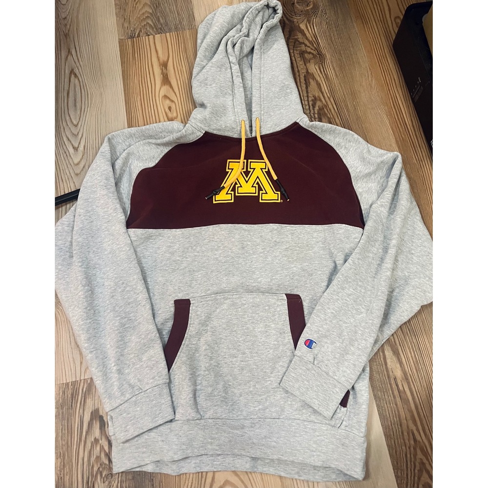 NCAA Minnesota Golden Gophers Champion Hoodie Gray Maroon Womens Sweatshirt M